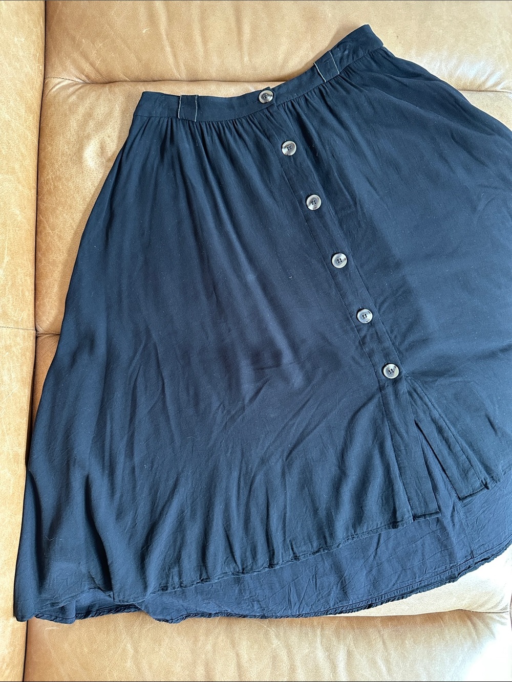 Lulu’s Classic Black Button-Front A-Line Skirt
